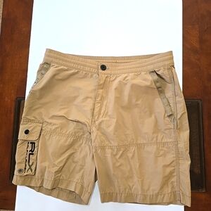 Ralph Lauren RLX Mens Size M Performance Tan Cargo Shorts Elastic Waist